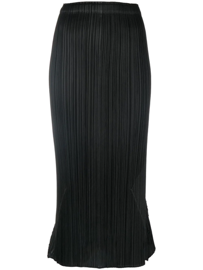 Issey Miyake Pleated Midi Skirt In Black