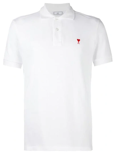 Ami Alexandre Mattiussi Short Sleeve Polo Shirt With Red Ami De Coeur Patch In White
