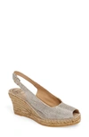 Toni Pons Calafell Slingback Wedge Espadrille In Platinum Fabric