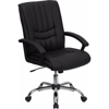 OFFEX OFFEX MID-BACK BLACK LEATHERSOFT SWIVEL MANAGER'S OFFICE CHAIR WITH ARMS