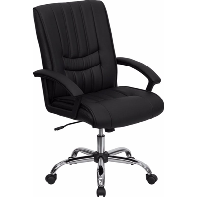 Offex Mid-back Black Leathersoft Swivel Manager's Office Chair With Arms