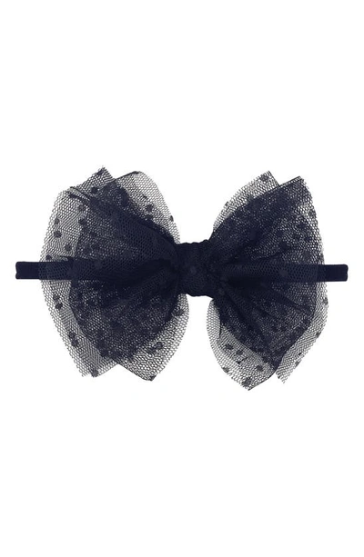 Baby Bling Tulle Fab Bow Headband In Black/ Black
