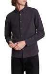 Allsaints Lovell Slim Fit Cotton Crepe Button-up Shirt In Washed Black