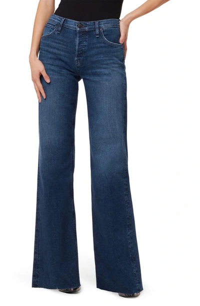 Hudson Rose High Waisted Raw Hem Wide Leg Jeans In Dover