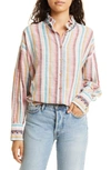Xirena Jensen Striped Linen-blend Shirt In Pink Sunrise