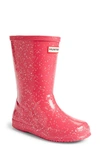 Hunter Kids' Original First Classic Glitter Rain Boot In Pink
