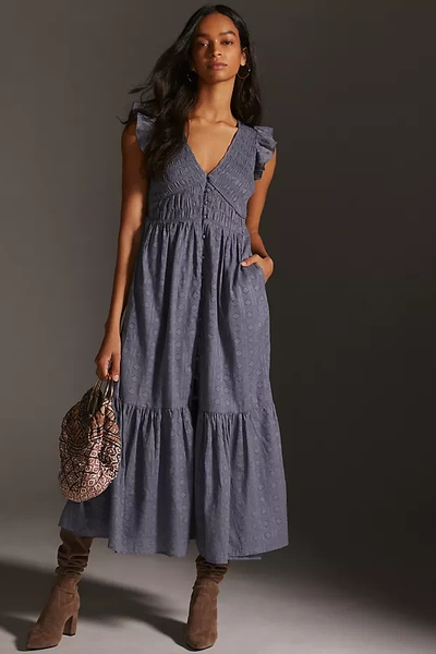 By Anthropologie The Peregrine Midi Dress In Blue | ModeSens