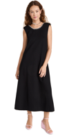 Area Crystal Bow Back Midi Dress In Black | ModeSens