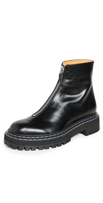 Proenza Schouler 30mm Lug Sole Leather Zip Boots In Black