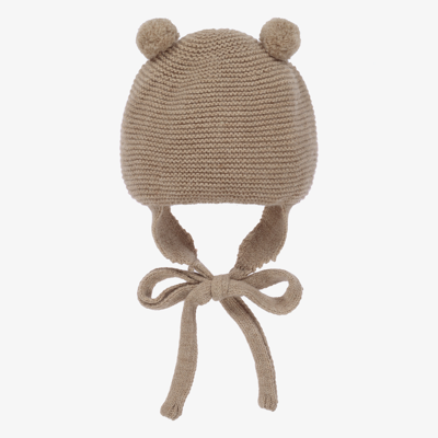 Foque Babies' Brown Knitted Pom-pom Hat