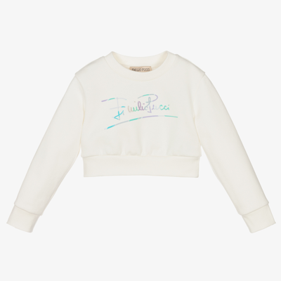 Emilio Pucci Kids' Girls Ivory Cropped Lilly Sweatshirt