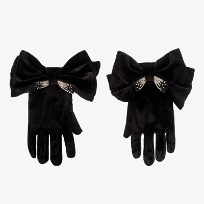 Monnalisa Kids' Girls Black Velvet Gloves