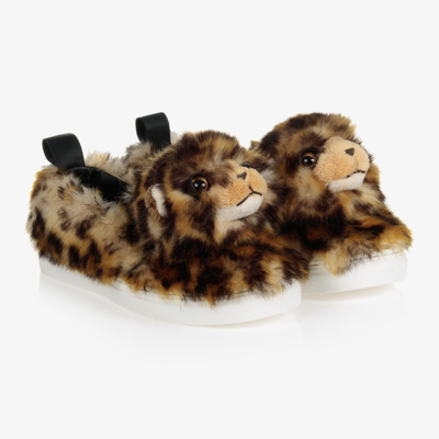 Dolce & Gabbana Kids' Girls Faux Fur Trainers In Brown