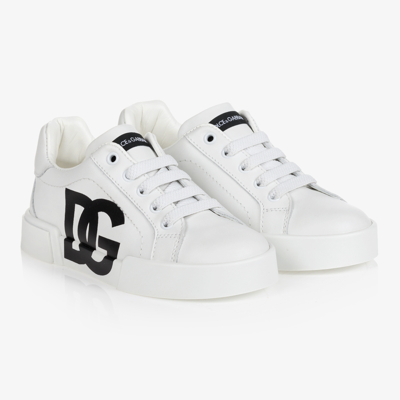 Dolce & Gabbana White Leather Dg Trainers