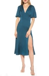 Alexia Admor V-neck Puff Sleeve Midi Dress In Denim