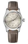 Longines Spirit 37mm Stainless Steel Automatic Watch In Beige/brown