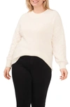 Cece Mixed Knit Crewneck Sweater In Antique White
