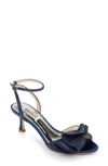 Badgley Mischka Remi Strass Ruffle Stiletto Sandals In Navy