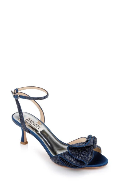 Badgley Mischka Remi Strass Ruffle Stiletto Sandals In Navy