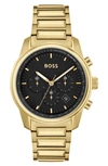 Hugo Boss Men's Trace Ionic Thin Gold-tone 1 Steel Bracelet Watch, 44mm Women's Shoes In Black
