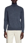 Sandro Wool Turtleneck Sweater In Mocked Grey