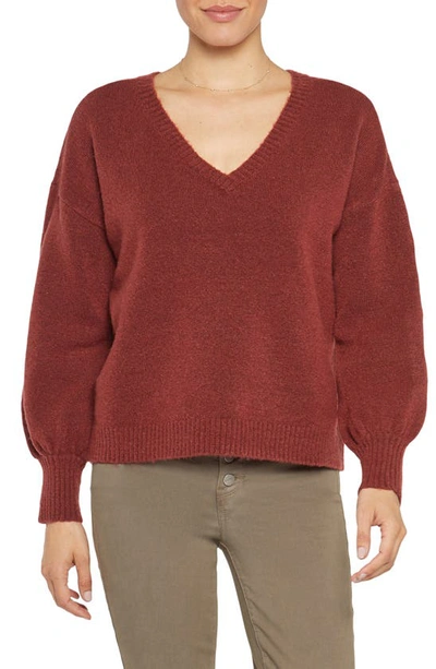 Nydj V-neck Sweater In Red