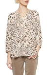 Nydj High-low Crepe Blouse In Tupelo Cat