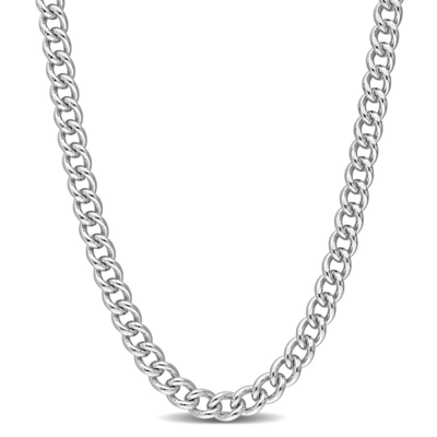 Amour 6.5 Mm Curb Link Chain Necklace In Sterling Silver In White