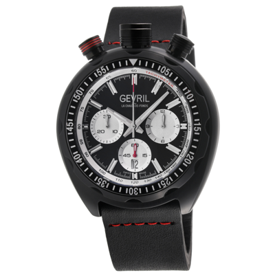 Gevril Canal Street Chrono Chronograph Automatic Black Dial Mens Watch 46203 In Black / White