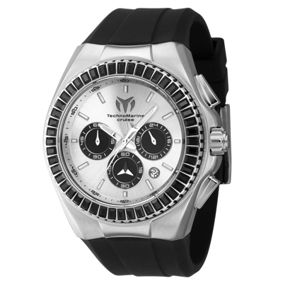 Technomarine Cruise Chronograph Quartz Crystal Silver Dial Mens Watch Tm-121143 In Black