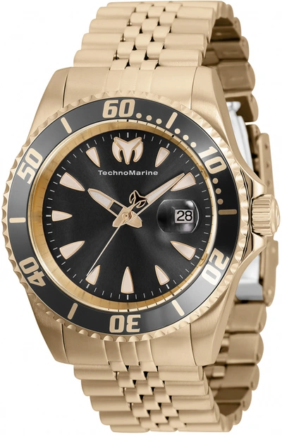 Technomarine Manta Quartz Black Dial Mens Watch Tm-220087 In Gold