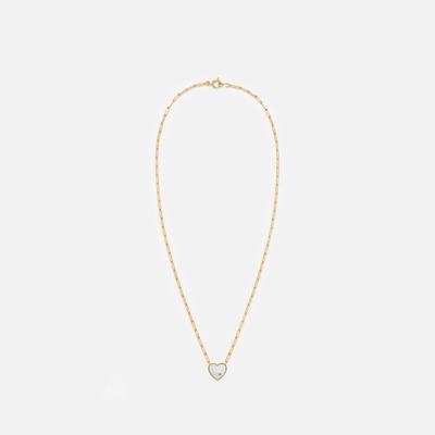 Yvonne Léon Small Solitary Heart Necklace In White
