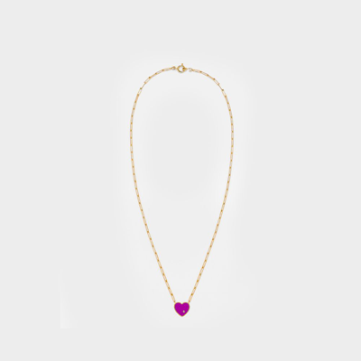 Yvonne Léon Small Solitary Heart Necklace In Purple