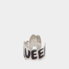 ALEXANDER MCQUEEN GRAFFITI-RING AUS MESSING SCHWARZ / TRANSPARENT