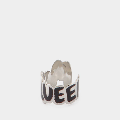 Alexander Mcqueen Ring Graffiti Aus Messing In Silver