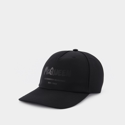 Alexander Mcqueen Graffiti Cap Schwarz In Black