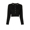 Simone Rocha Bead-embellished Wool Crop Cardigan In Black