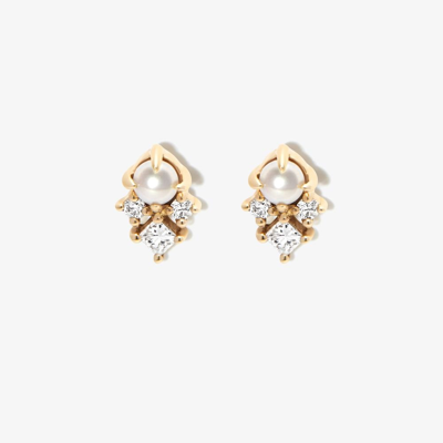 Mateo 14kt Yellow Gold The Little Things Diamond Pearl Stud Earrings