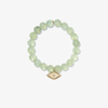 Sydney Evan 14kt Yellow Gold Prehnite Evil Eye Diamond Charm Beaded Bracelet In Gold