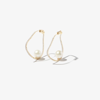 MATEO 14K YELLOW GOLD WAVE DIAMOND PEARL HOOP EARRINGS,EE330218377933