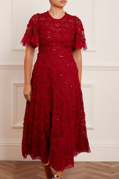 Needle & Thread Lily Bloom Ankle Gown In Red
