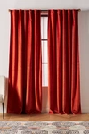 Anthropologie Velvet Louise Curtain By  In Orange Size 50x84