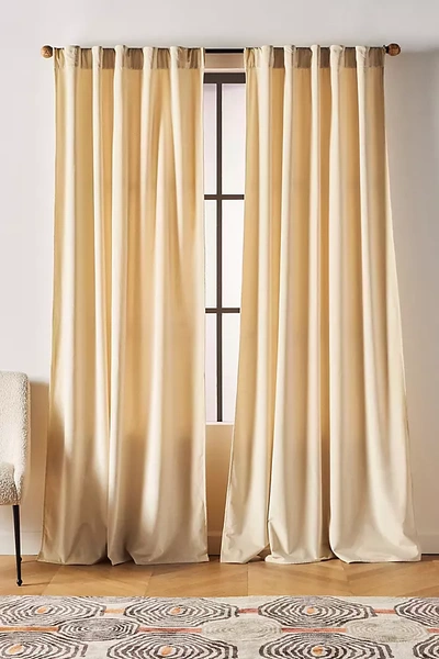 Anthropologie Velvet Louise Curtain By  In White Size 50x84