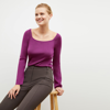 Shop M.m.lafleur The Joya Top - Silk Jersey In Purple Jasper