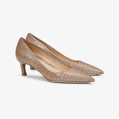 M.m.lafleur The Lillian Pump - Embossed Croc In Rosy Taupe