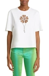 Area Crystal-embellished Floral-detail T-shirt In White