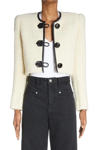 Isabel Marant Gradilia Wool Blend Fleece Crop Jacket In Ivory