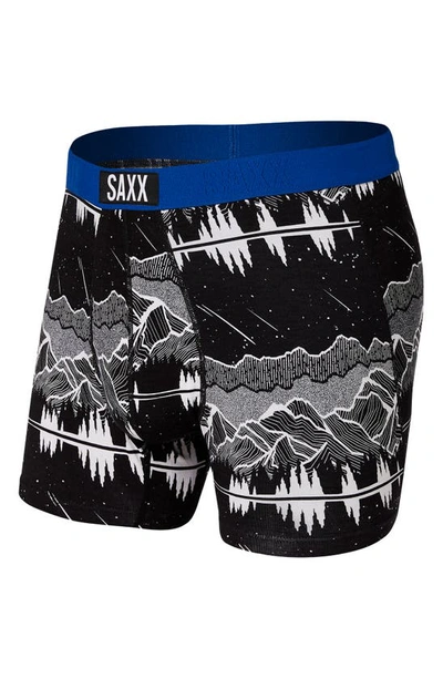 Saxx Vibe Super Soft Slim Fit Boxer Briefs In Black Glacier Skies