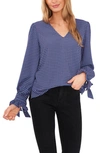 Cece Long Sleeve V-neck Top In Blue Blossom