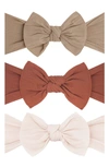 Baby Bling Babies' Bow Stretch Headband In Oak/ Clay/ Oatmeal